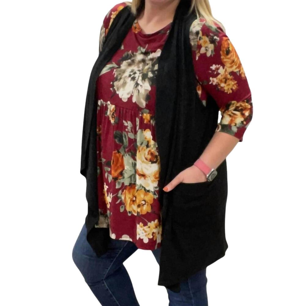 NEW HONEYME asymmetrical hem vest in black